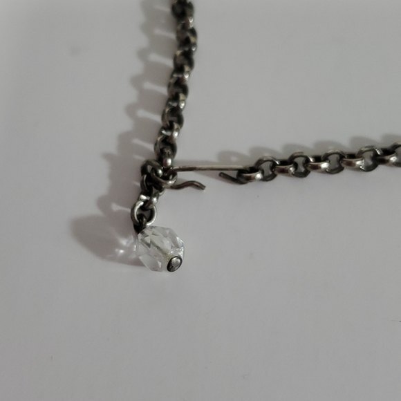 Vintage Style silver rhinestone choker necklace beads 16" - Picture 5 of 5